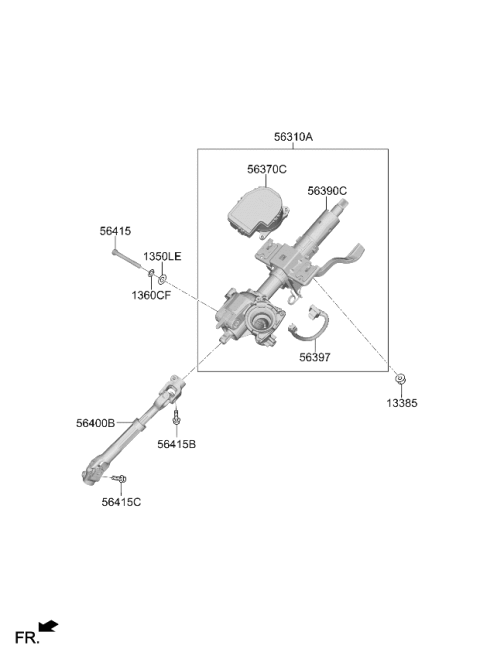 2026 Kia Niro EV Steering Column Assembly Diagram for 56310AO200