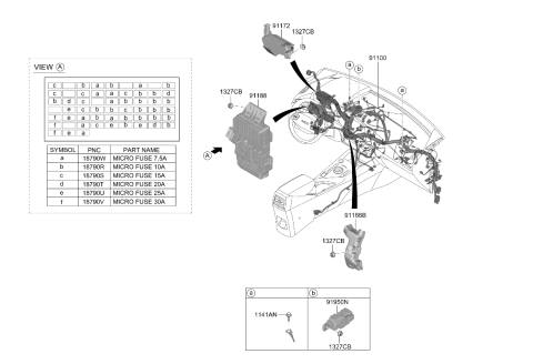 2023 Kia Niro EV Instrument Panel Junction Box Assembly Diagram for 91950AO612