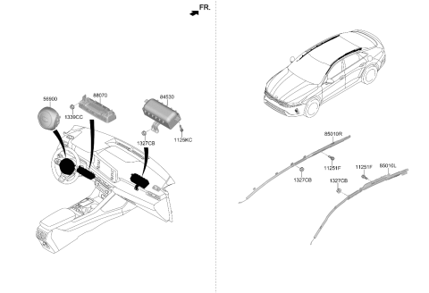 2022 Kia K5 Steering Wheel Air Bag Module Assembly Diagram for 80100L3600WK