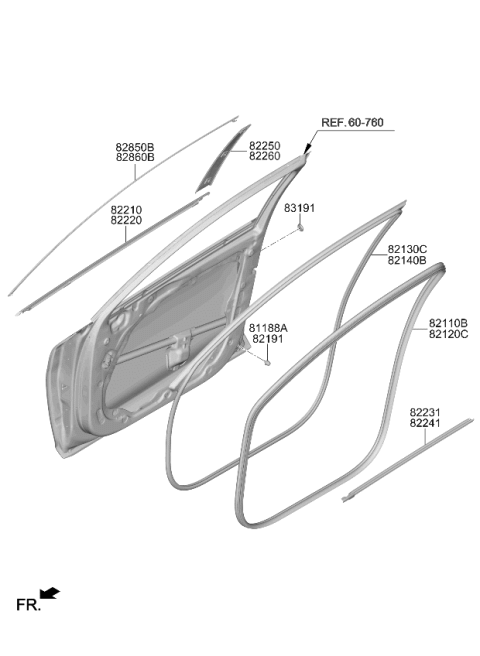 2024 Kia K5 W/STRIP-Dr Body Side Diagram for 82120L3000