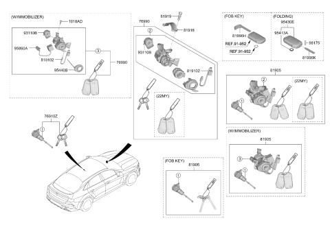 2021 Kia K5 Ignition Switch Assembly Diagram for 93110J7000