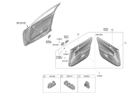 2022 Kia K5 Door Inside Handle Assembly Diagram for 82610L3000QA1