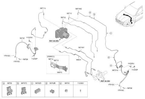 2022 Kia K5 Brake Front Hose Left Hand Diagram for 58731L1000