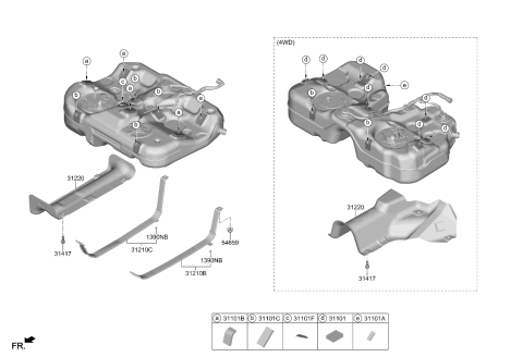 2022 Kia K5 Fuel Tank Pad Diagram for 31101L3600