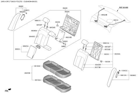 2024 Kia K5 Rear Seat Covering Assembly Diagram for 89160L3010HS1