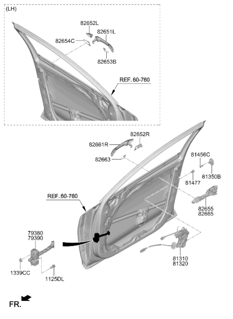 2022 Kia K5 Door Outside Handle Assembly Diagram for 82661L2010