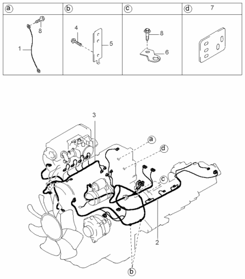1998 Kia Sportage Injector Wiring Assembly Diagram for 0K08A67080E