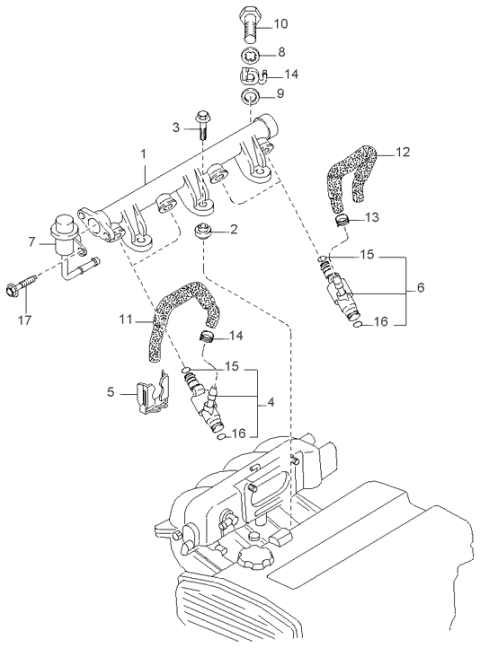 2000 Kia Sportage Pressure REGULATER-Fuel   Diagram for 0K08A13280A