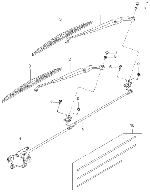 1997 Kia Sportage Wiper Refill Set Diagram for 0K08A67630