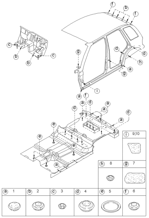 1999 Kia Sportage Floor Hole Cover Diagram 2