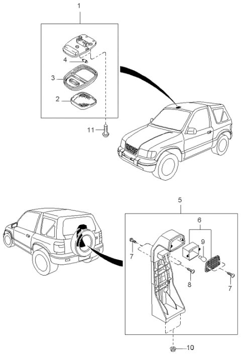 1999 Kia Sportage Bulb Diagram for K997013270