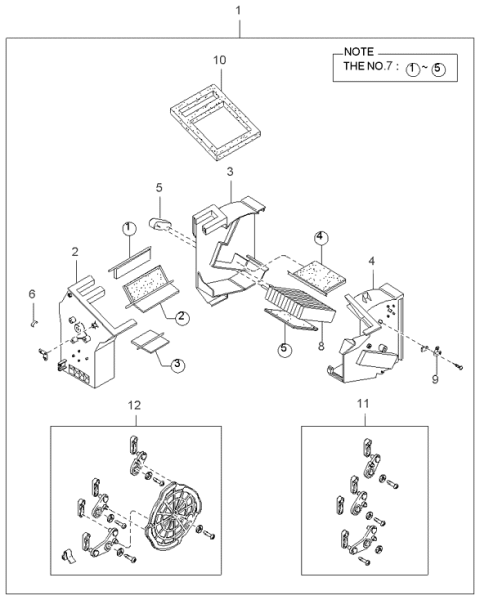 1999 Kia Sportage Core Assembly,Heater Diagram for 0K01161A10A