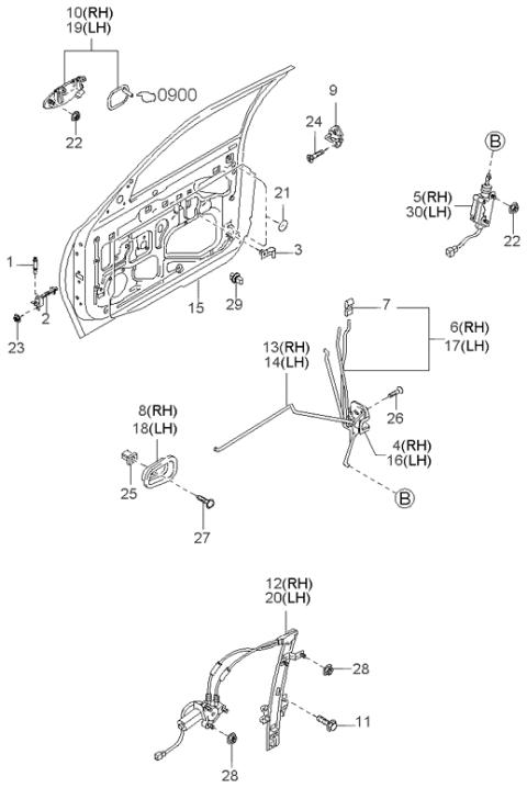 1999 Kia Sportage Lock Controller Diagram for 0K01G58350