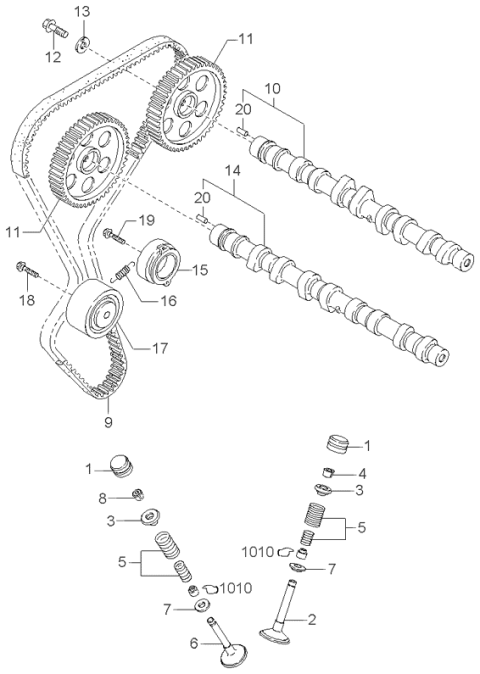2000 Kia Sportage Intake Valve Diagram for 0K9A412111