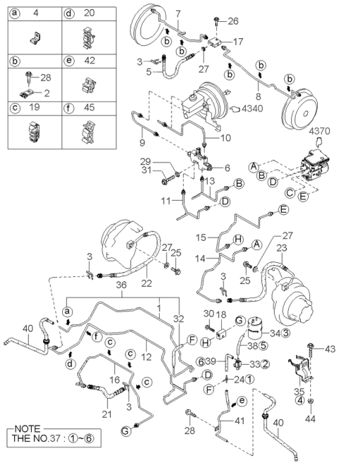 1997 Kia Sportage Brake Hose Diagram for 0K01143820