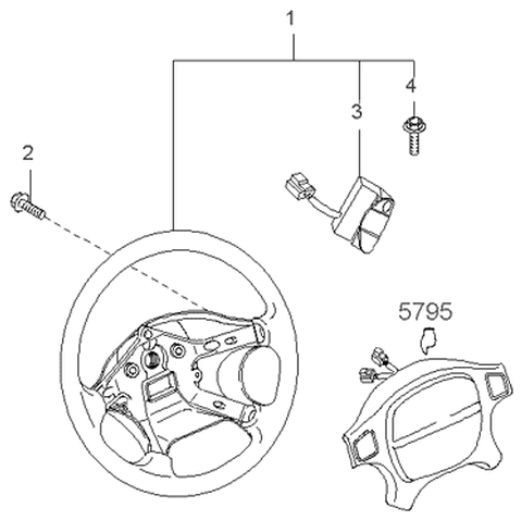 1999 Kia Sportage Steering Wheel Body Diagram for 0K04M32980B00