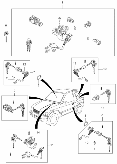 2000 Kia Sportage Tailgate-Lock Cylinder Diagram for 0K01576980