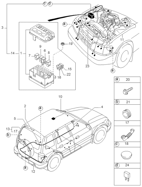 1998 Kia Sportage Main Fuse Block Assembly Diagram for 0K01566760D