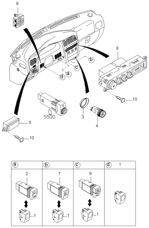 2000 Kia Sportage Switch-Rear WIPER/WASHER Diagram for 0K08067540A