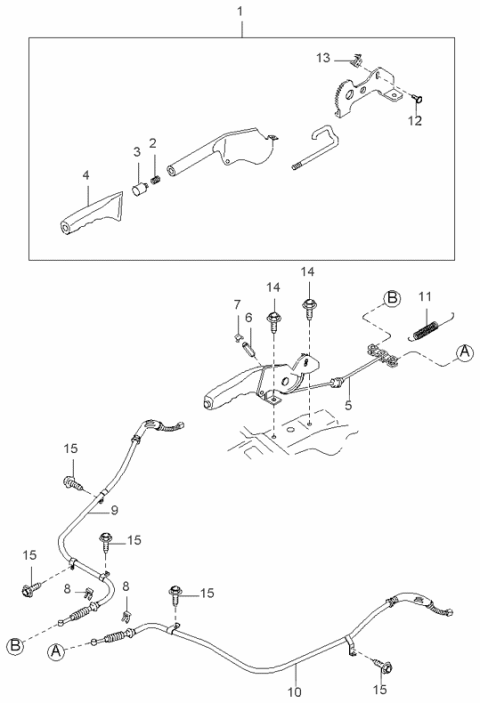 1998 Kia Sportage Cable-Rear,RH Diagram for 0K04544410C