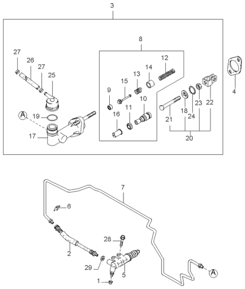 1997 Kia Sportage Clutch Pipe Diagram for 0K08545510A