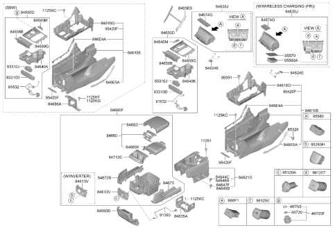 2024 Kia Carnival Console Armrest Assembly Diagram for 84660R0000GYT
