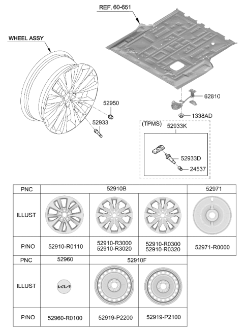 2023 Kia Carnival Temporary Wheel Assembly Diagram for 52919P2100