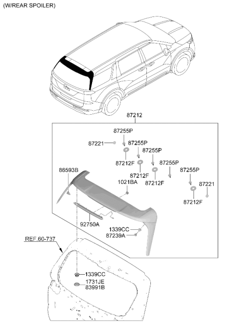 2023 Kia Carnival Spoiler Assembly-Rr Diagram for 87210R0000