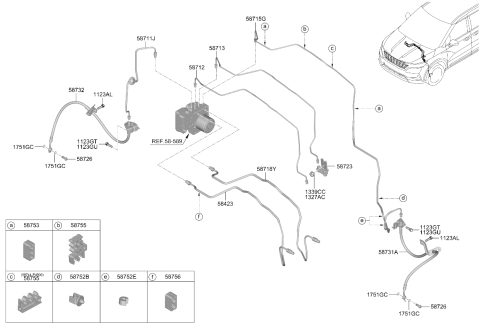2022 Kia Carnival Hose-Brake Front,Lh Diagram for 58731R0000