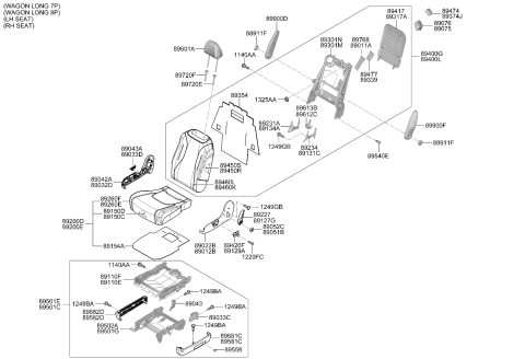 2022 Kia Carnival 2nd Seat Cushion Assembly Diagram for 89200R0710KQ6