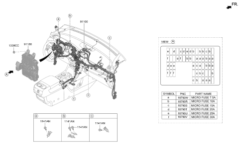 2023 Kia Carnival Instrument Panel Junction Box Assembly Diagram for 91954R0140