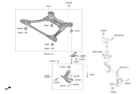2022 Kia Carnival Front Lower Arm Complete Diagram for 54501R0000