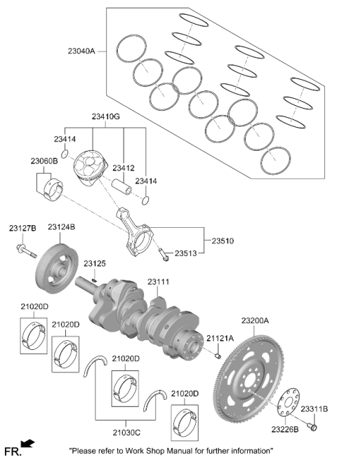 2023 Kia Carnival Connecting Rod Bearing Pair Set Diagram for 230603N532