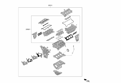 2022 Kia Carnival Engine Overhaul Gasket Kit   Diagram for 209103NC00