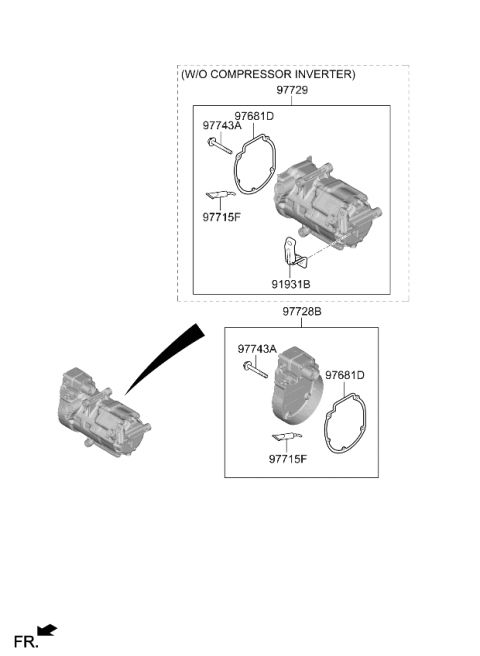 2026 Kia Carnival BODY KIT-COMPRESSOR Diagram for 97729ES000
