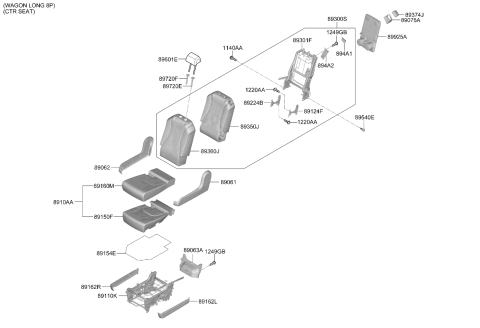 2025 Kia Carnival 2nd Seat Cushion Assembly Diagram for 89K10R0120KTP