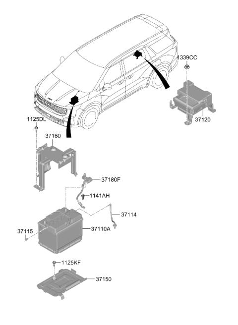 2026 Kia Carnival TRAY ASSY-BATTERY Diagram for 37150ES000