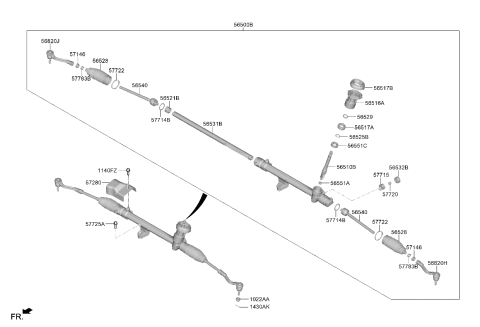 2025 Kia Carnival Steering Gear Assembly Diagram for 56500R0500
