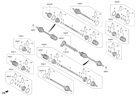 2026 Kia Carnival BOOT KIT-DIFF SIDE,L Diagram for 495L5ES000