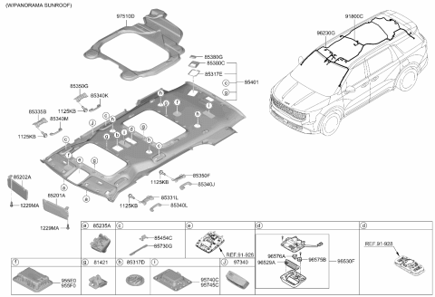 2026 Kia Carnival Hybrid Sunvisor & Head Lining Diagram 2