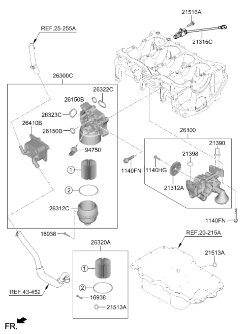 2025 Kia Carnival Cooler Assembly-Eng Oil Diagram for 264102MHA0