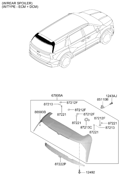 2025 Kia Carnival Hybrid Roof Garnish & Rear Spoiler Diagram 2
