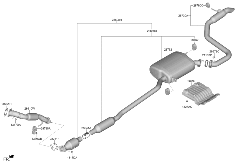 2026 Kia Carnival MUFFLER ASSY-FRONT Diagram for 28610ES100