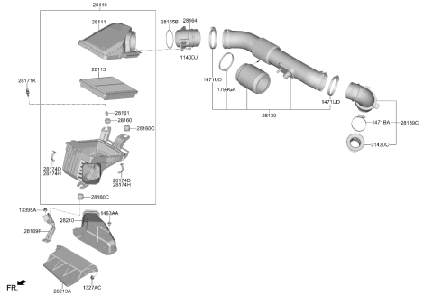 2026 Kia Carnival Air Cleaner Filter Diagram for 28113ES400