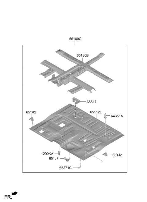 2025 Kia Carnival Floor Panel Assembly Center Diagram for 65100ES100