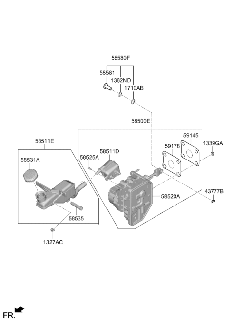 2026 Kia Carnival REMOTE RESERVOIR ASS Diagram for 58511ES000
