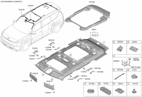 2024 Kia EV9 Sunvisor & Head Lining Diagram 3