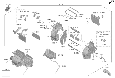 2021 Kia Soul Evaporator Assembly Diagram for 97139K0000