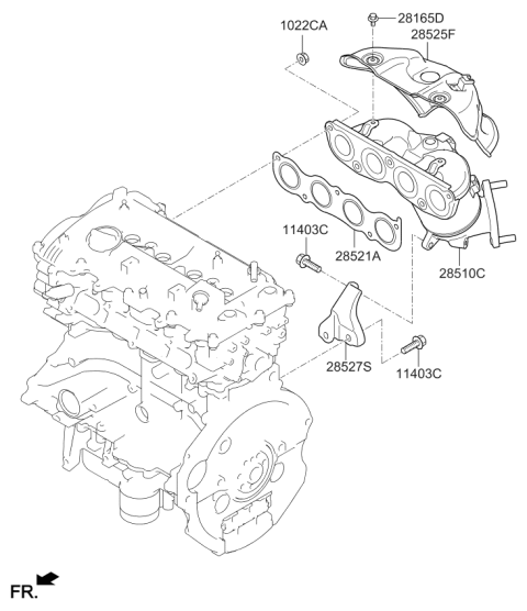 2021 Kia Soul Exhaust Manifold Catalytic Assembly Diagram for 285102EJM0