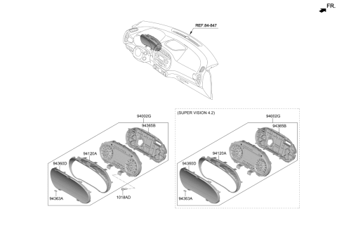 2022 Kia Soul Instrument Cluster Assembly Diagram for 94001K0070